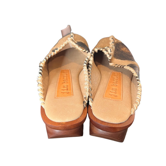 Jim Barnier Wooden Heel Clog Copper Must Womens Size 11 Platform Sandals Leather - Picture 5 of 7